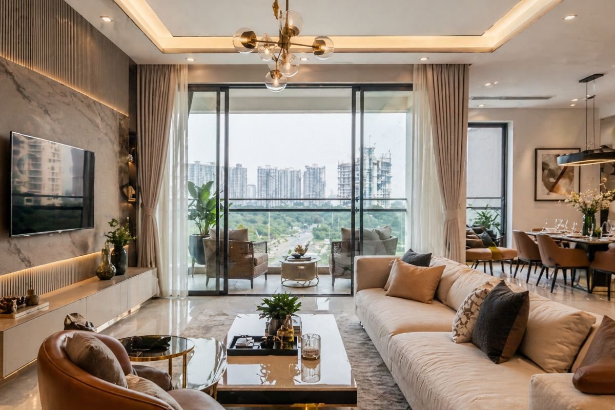 Godrej Prive Gurgaon luxury apartment interior with balcony and modern design