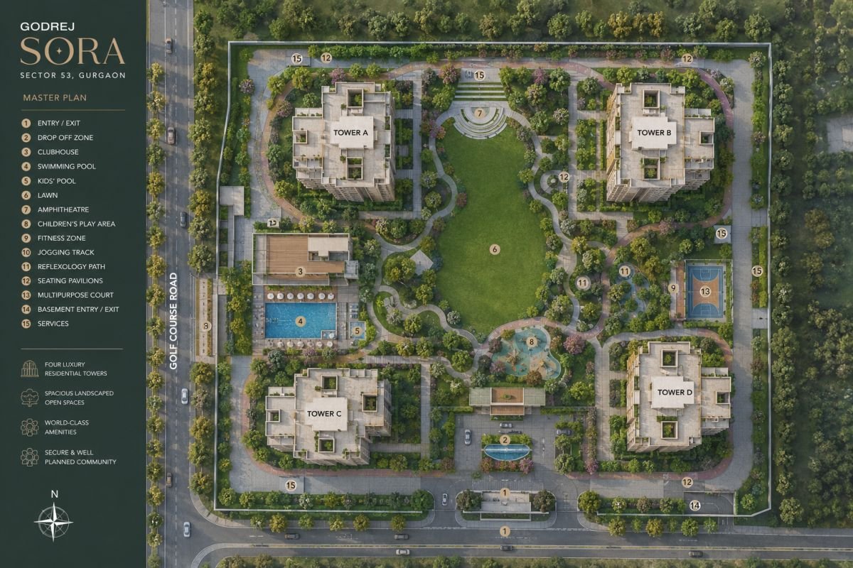 Aerial master plan of Godrej Sora Gurgaon