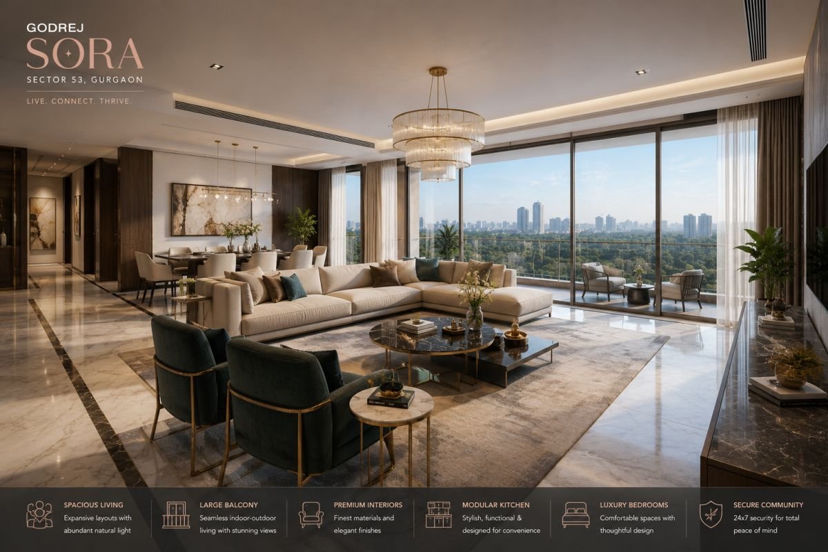 Spacious 3 and 4 BHK apartment layout at Godrej Sora Gurgaon