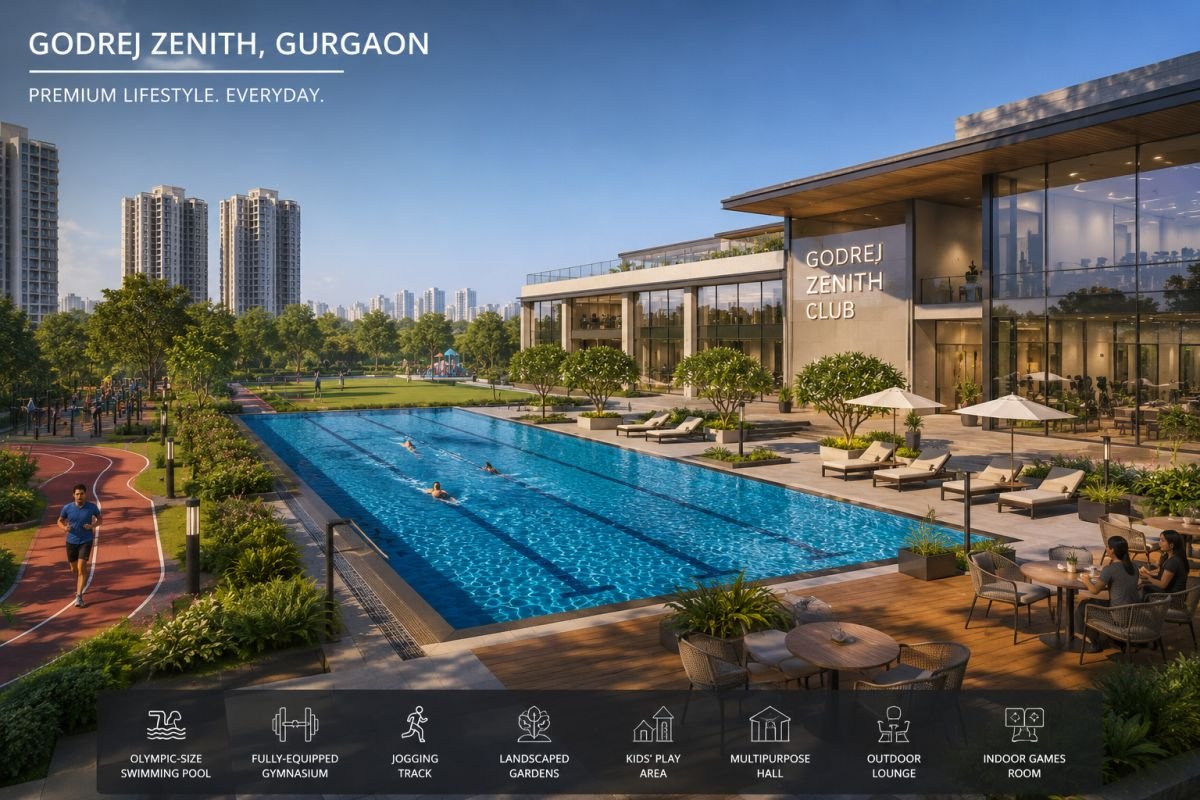 Clubhouse swimming pool and lifestyle amenities at Godrej Zenith Gurgaon