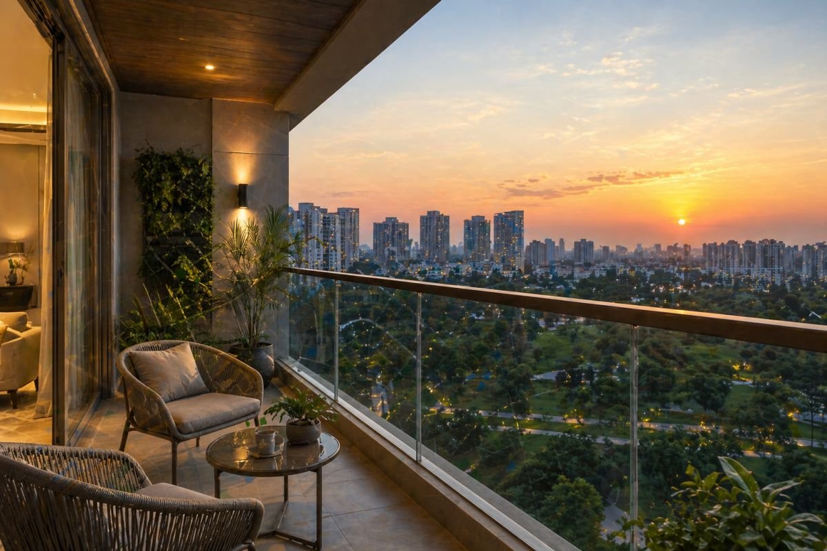balcony view from apartment in Indiabulls Gulmohar Avenue Sector 104 Gurgaon