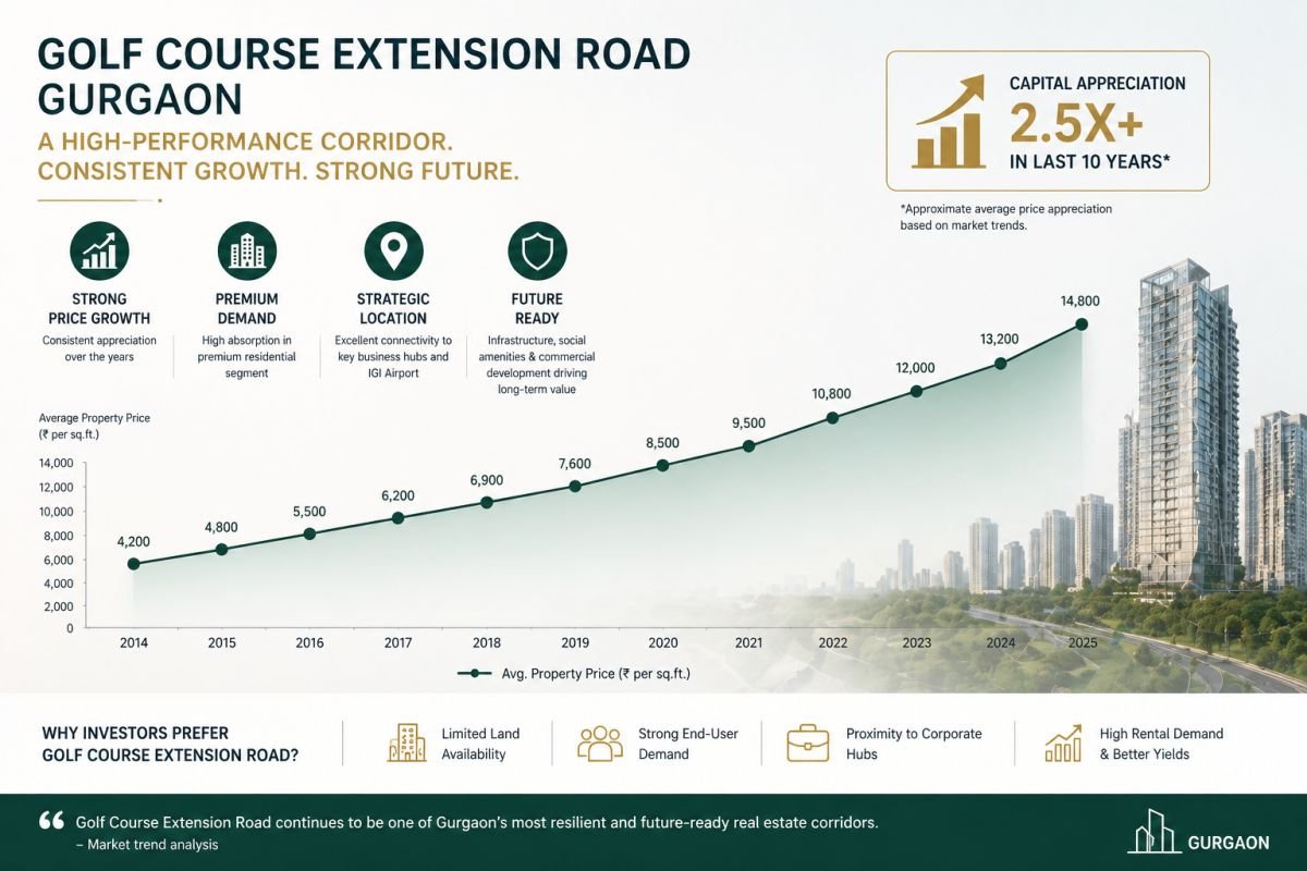 Real estate price growth trend in Sector 67 Gurgaon and Golf Course Extension Road