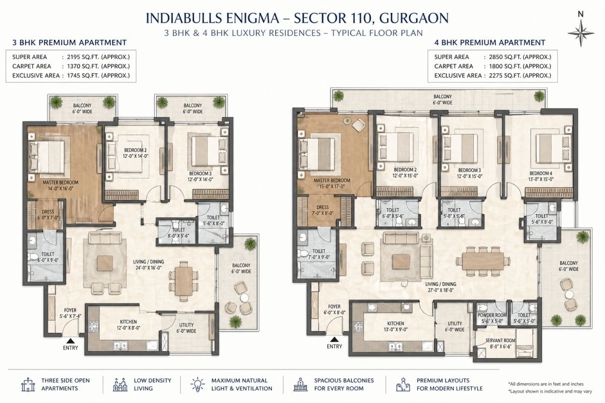 Indiabulls Enigma floor plan 3 BHK 4 BHK layout Gurgaon
