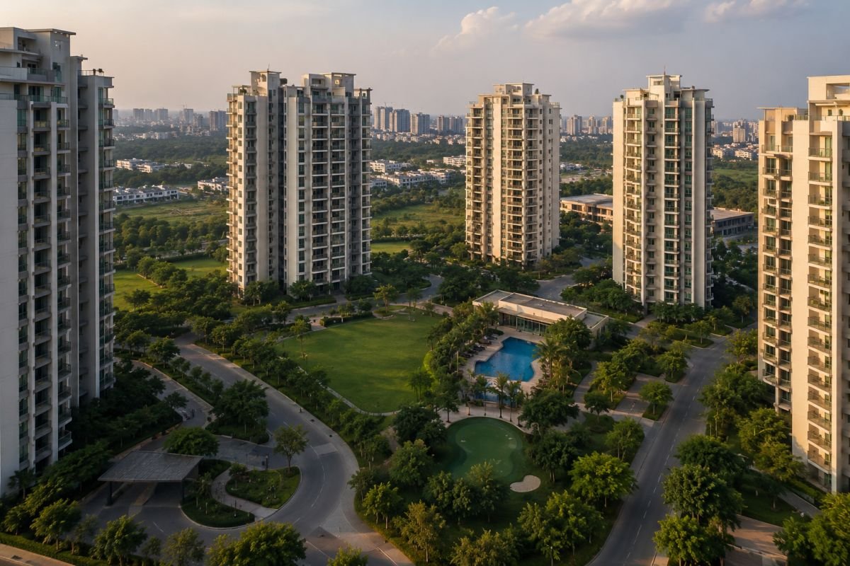 Wide tower spacing and landscaped greens at Ireo Skyon Gurgaon
