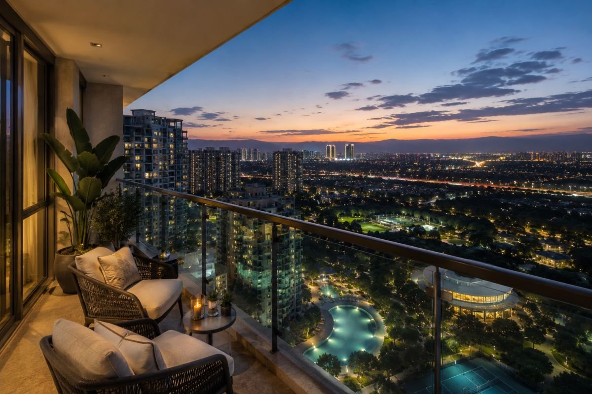 Skyline balcony view from Ireo Victory Valley Gurgaon apartment