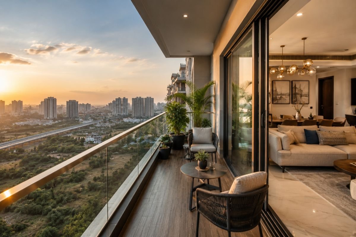 Luxury 3 BHK apartment balcony in Sector 102 Gurgaon