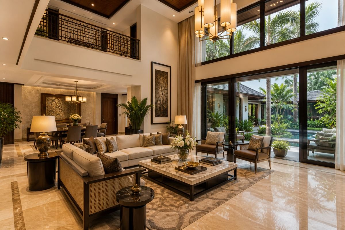 luxury villa interior living space in Emaar MGF The Vilas Gurgaon