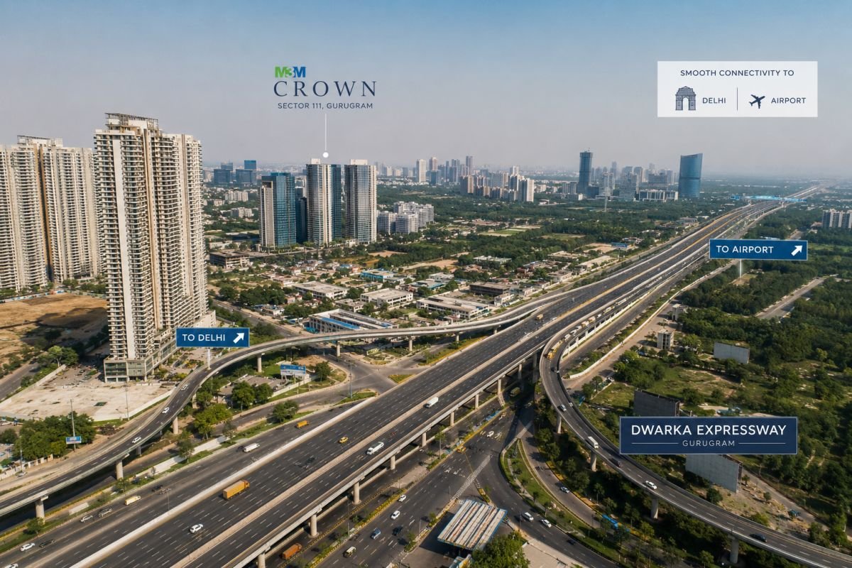 M3M Crown location on Dwarka Expressway near Delhi and IGI Airport