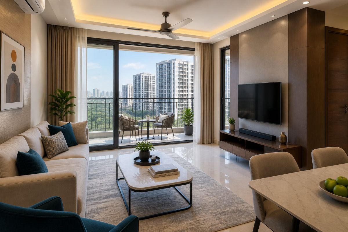 modern apartment lifestyle Gurgaon balcony city view