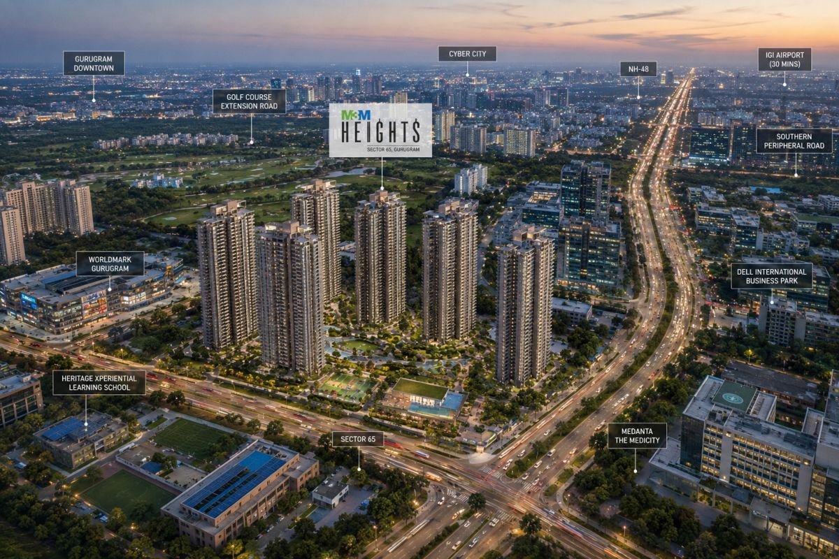 M3M Heights location on Golf Course Extension Road Gurgaon