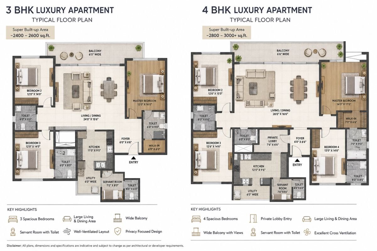 M3M Latitude floor plan 3 BHK 4 BHK layout Gurgaon apartment design