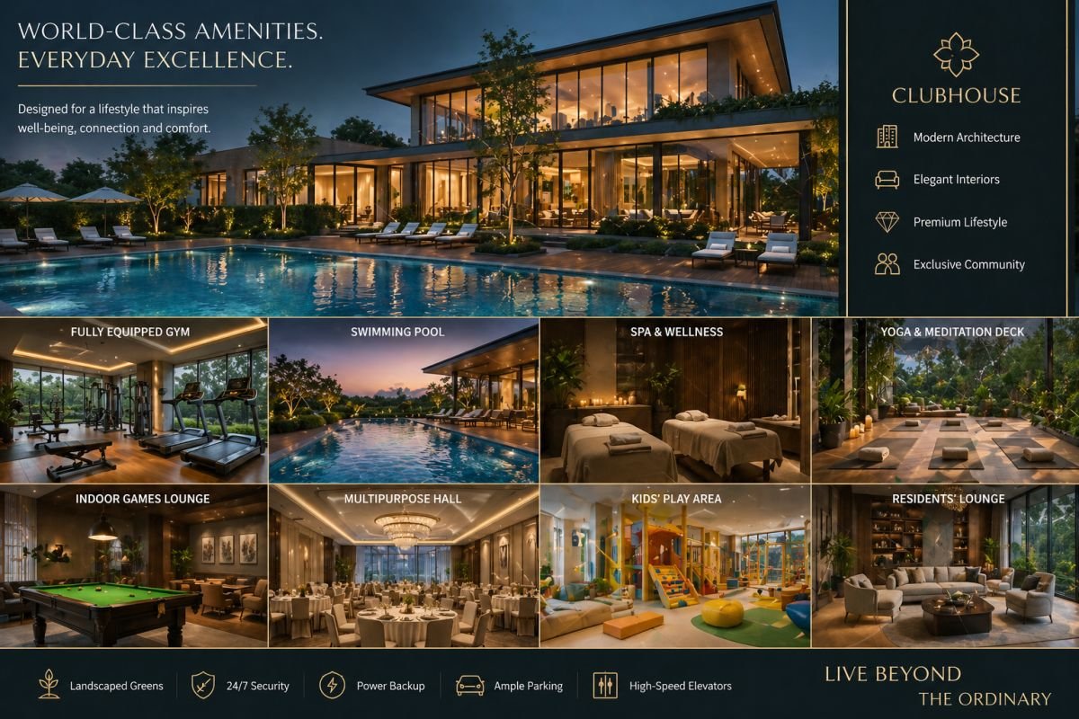 Premium amenities at M3M Opus including clubhouse gym and swimming pool