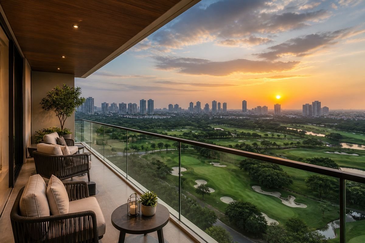 golf course view from balcony M3M Panorama Gurgaon luxury apartment
