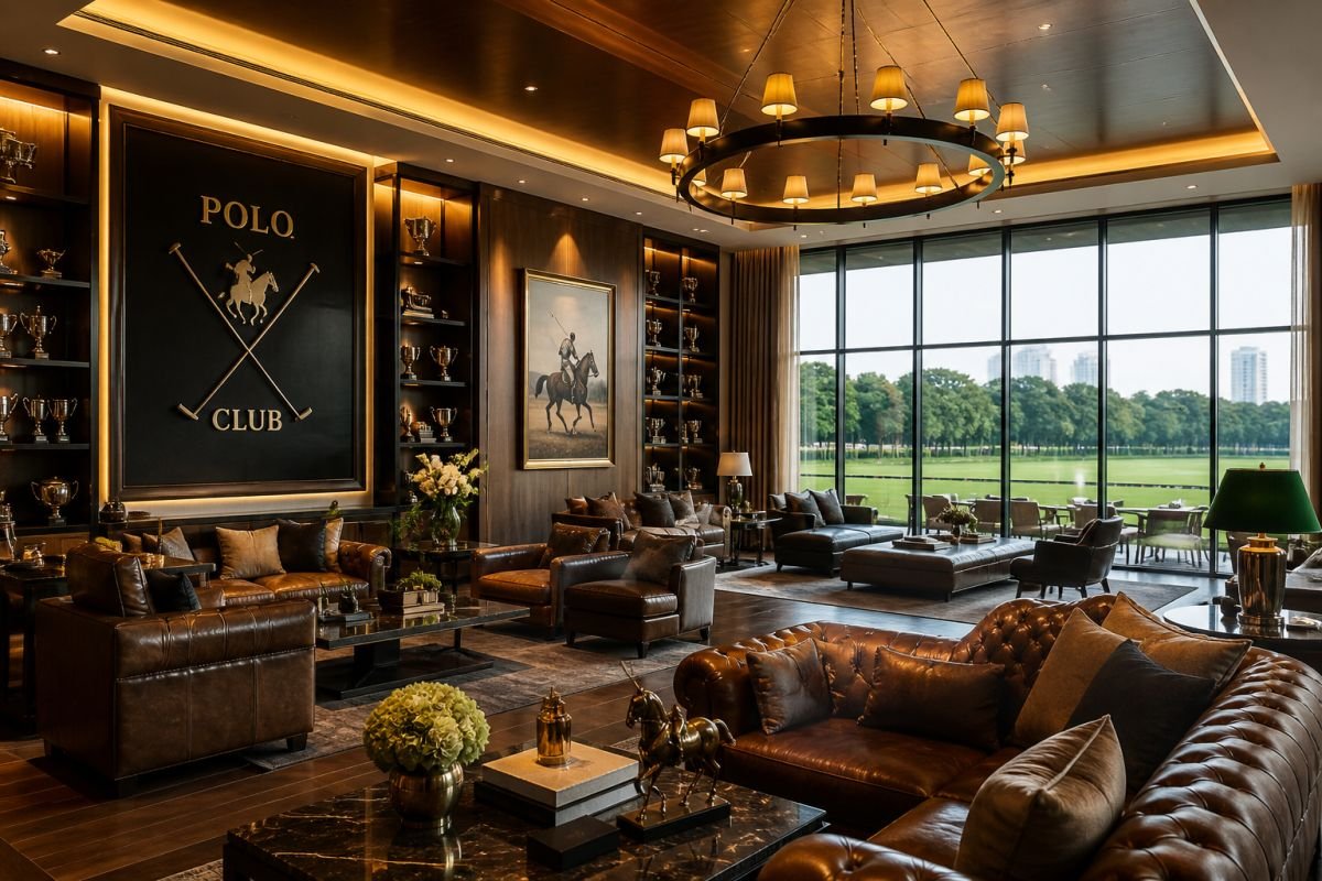 Polo lounge clubhouse interior M3M Polo Suites luxury lifestyle Gurgaon