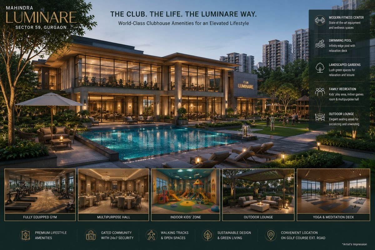 Clubhouse and lifestyle amenities at Mahindra Luminare Gurgaon