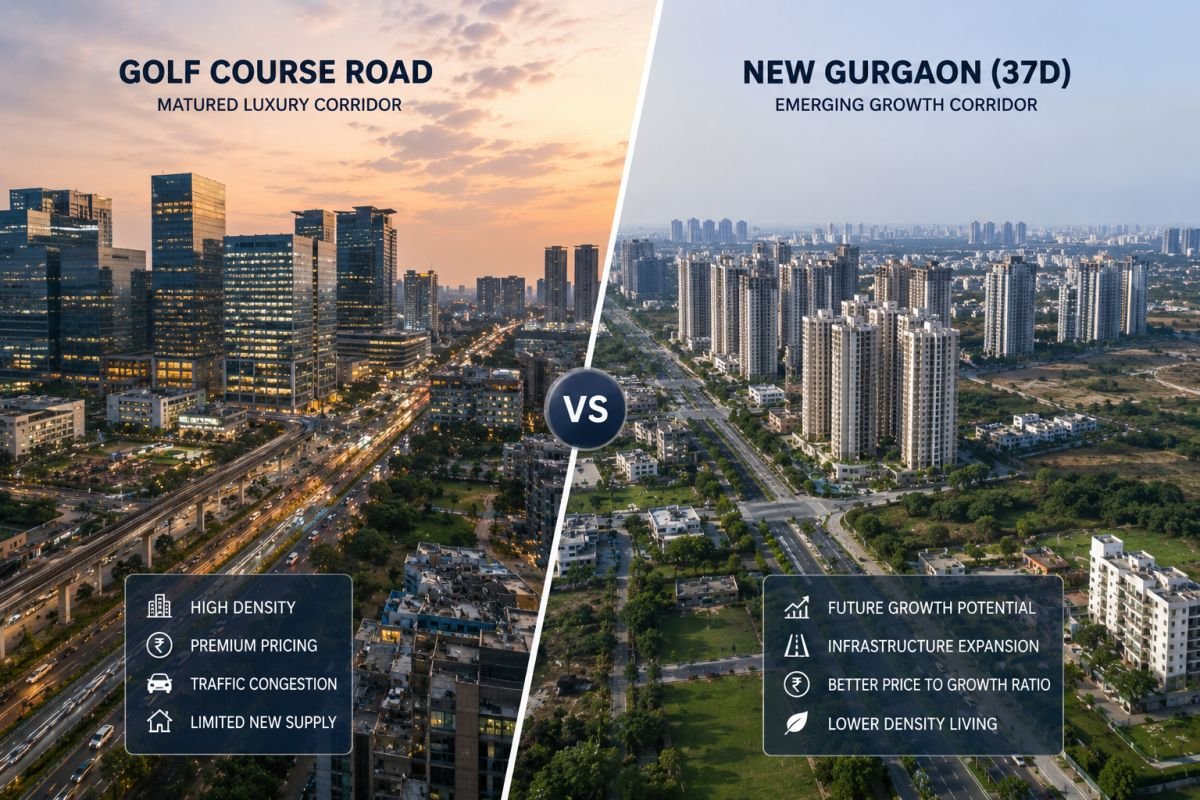 New Gurgaon residential growth compared to Golf Course Road Gurgaon