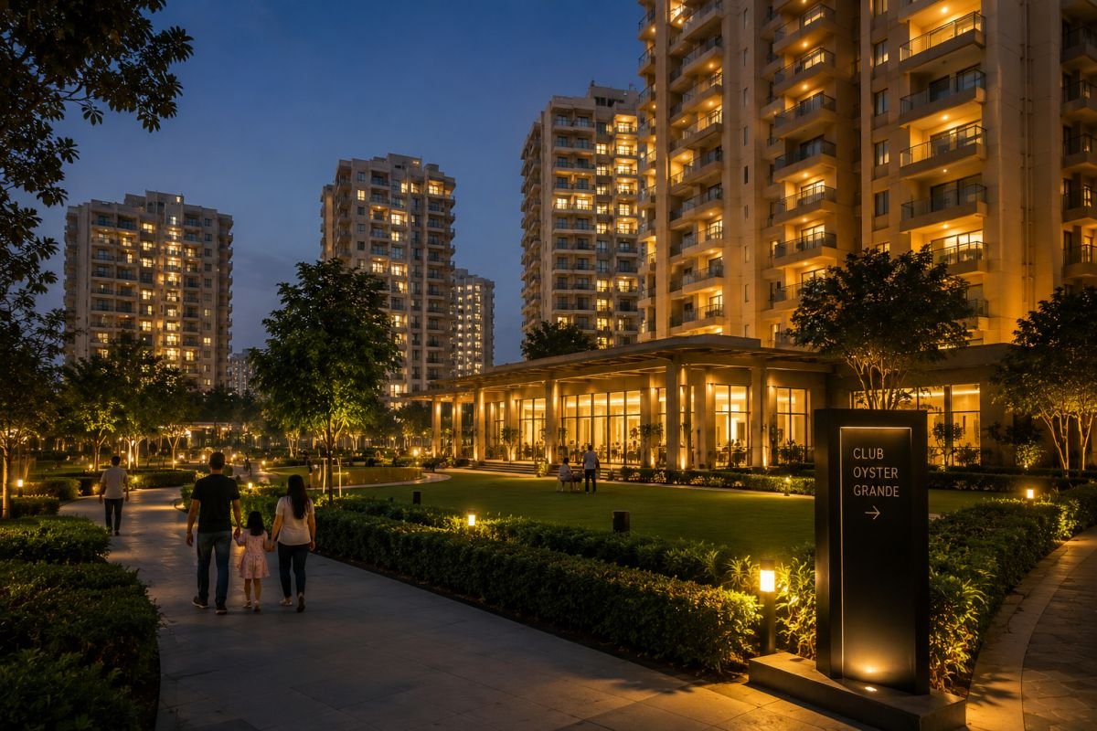 Evening lifestyle atmosphere inside Oyster Grande Sector 102 Gurgaon