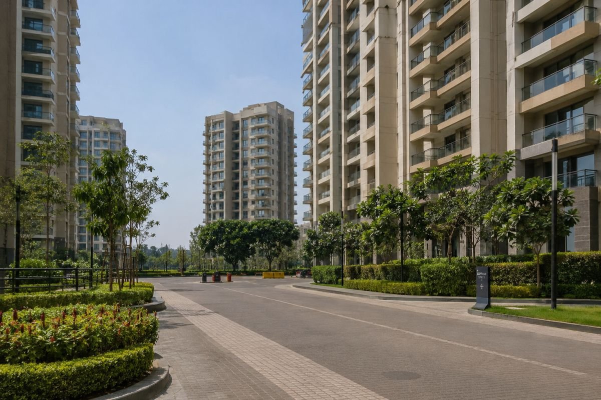 Open tower spacing and landscaped internal roads at Oyster Grande Gurgaon