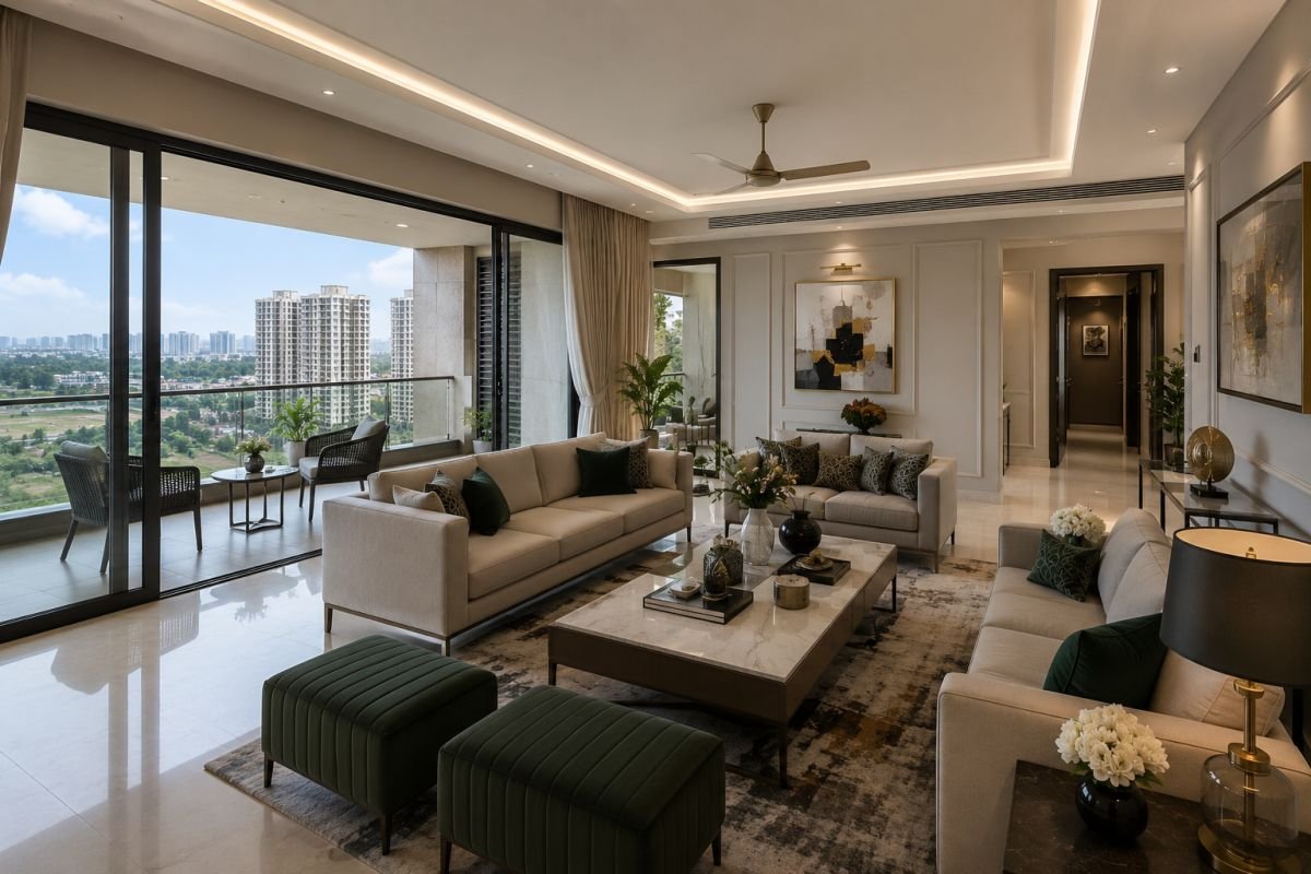 Spacious apartment living room inside Oyster Grande Gurgaon