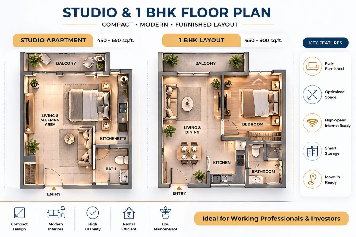 Satya Element One floor plan studio and 1BHK layout Gurgaon