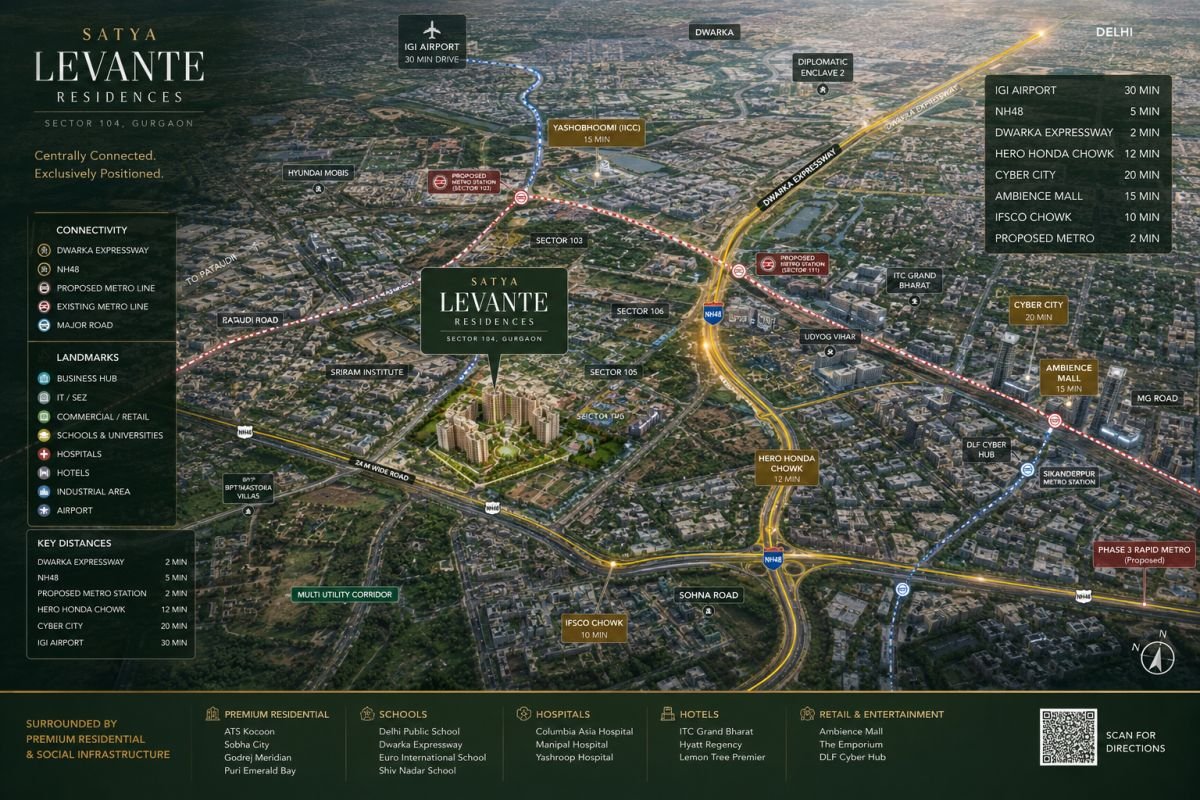 Satya Levante Residences location near Dwarka Expressway Gurgaon