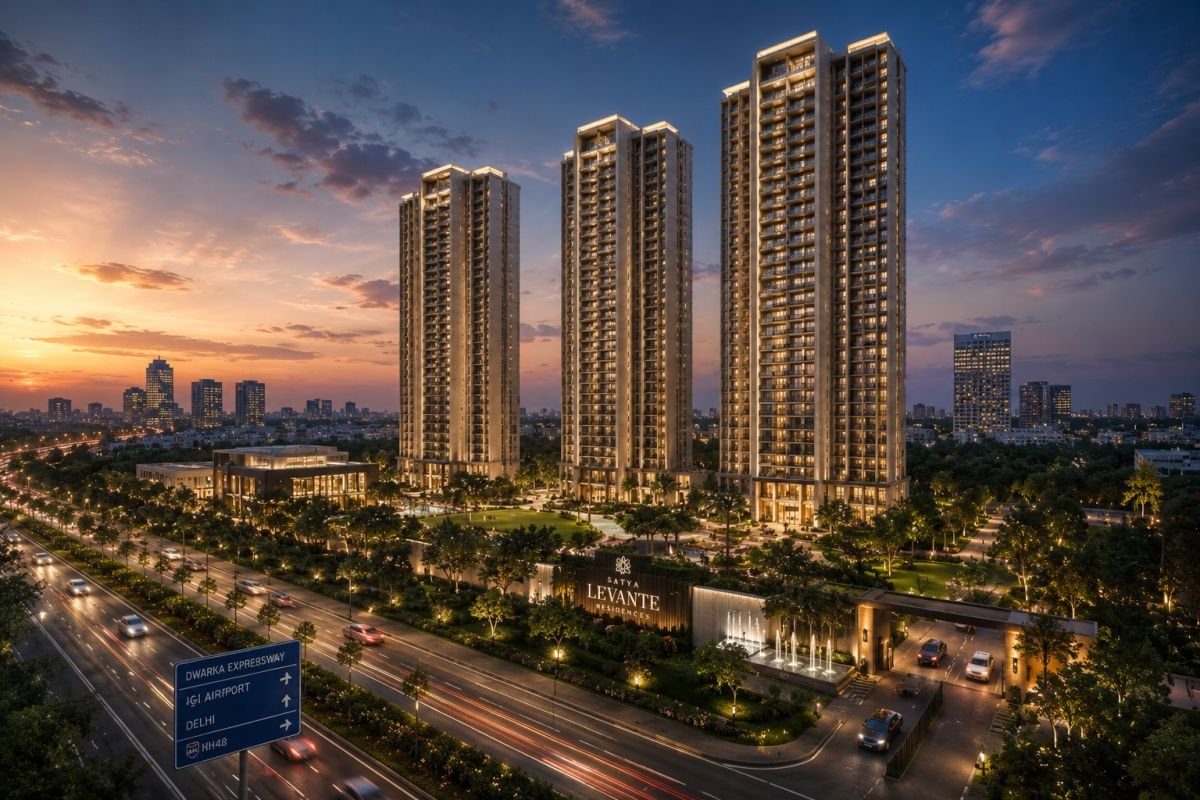 Satya Levante Residences evening skyline view in Sector 104 Gurgaon