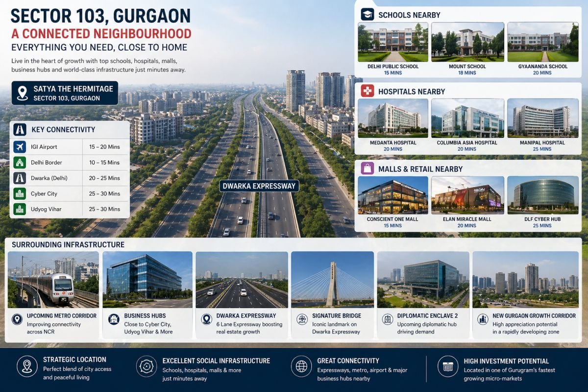 schools and hospitals near Sector 103 Gurgaon Dwarka Expressway area