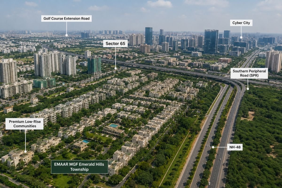 Sector 65 Gurgaon connectivity near Golf Course Extension Road and SPR
