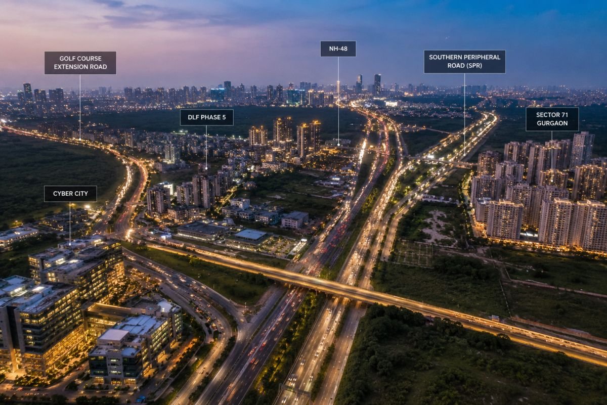 Sector 71 Gurgaon connectivity towards Golf Course Extension Road and NH-48