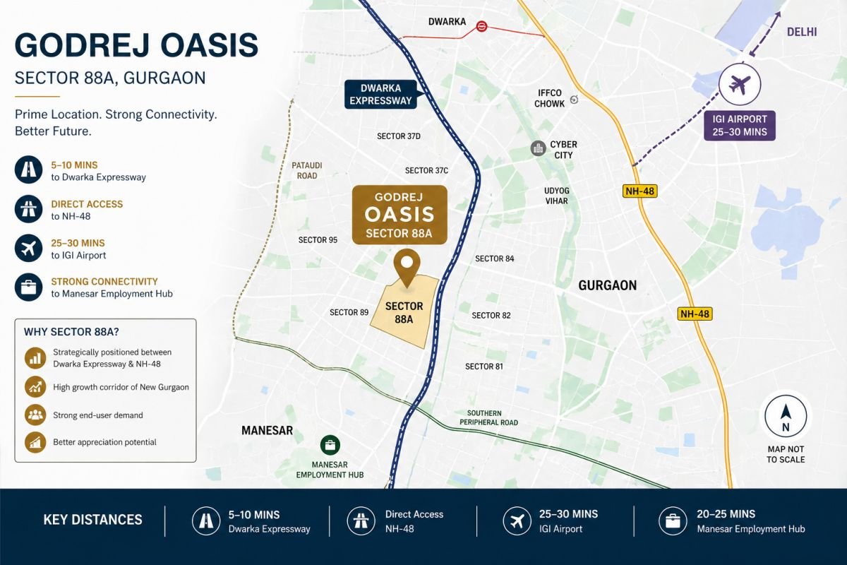 Sector 88A Gurgaon map Dwarka Expressway NH48 connectivity