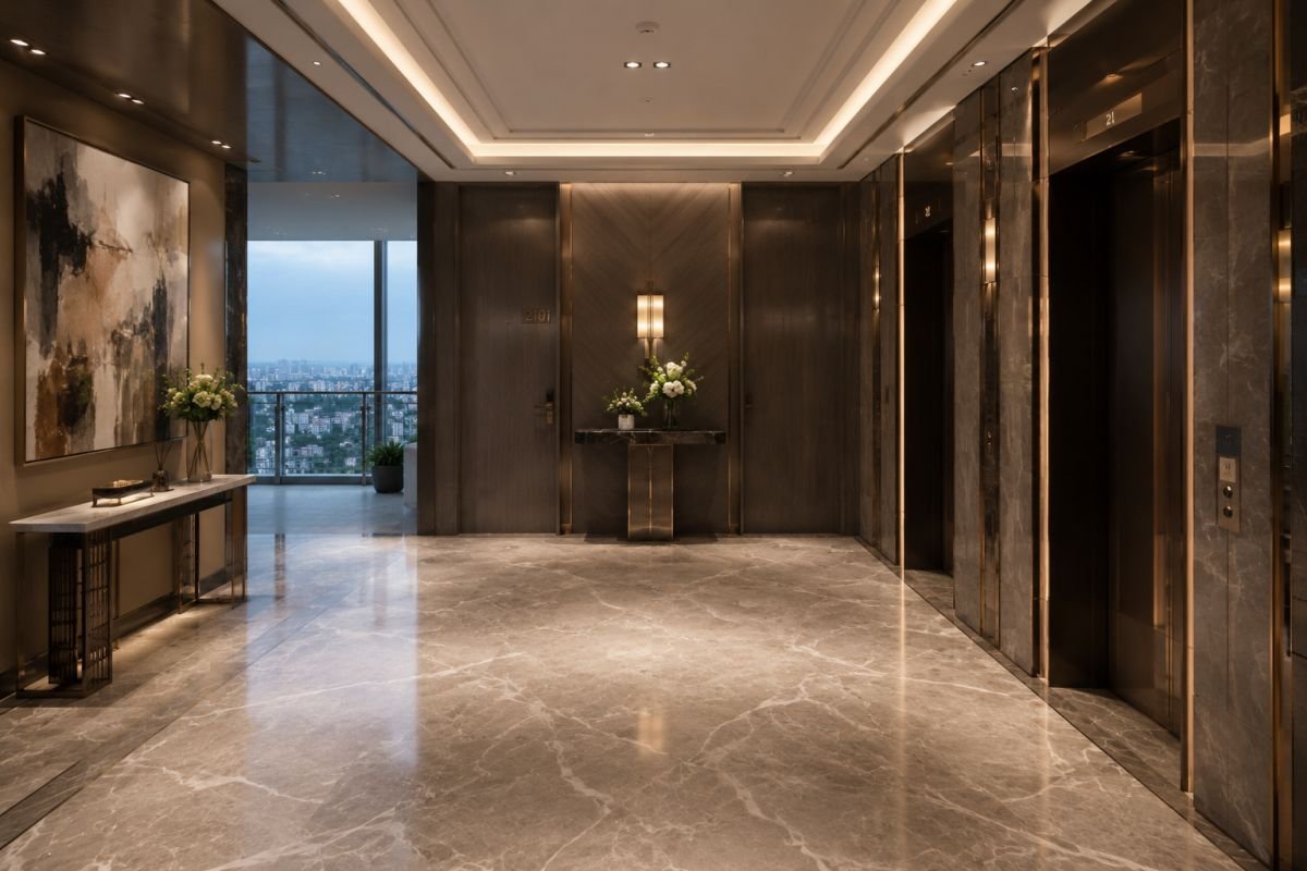 Private elevator lobby at Signature Global Titanium SPR Gurgaon