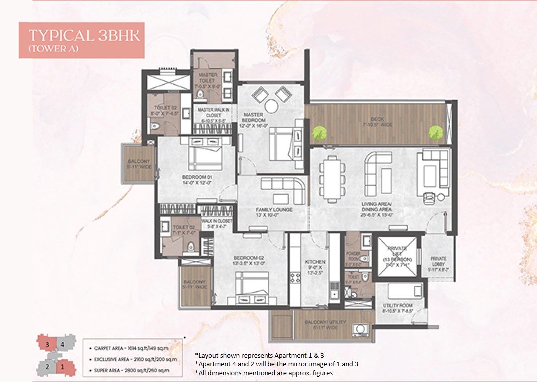 Silverglades The Legacy floor plan private lift lobby spacious layout