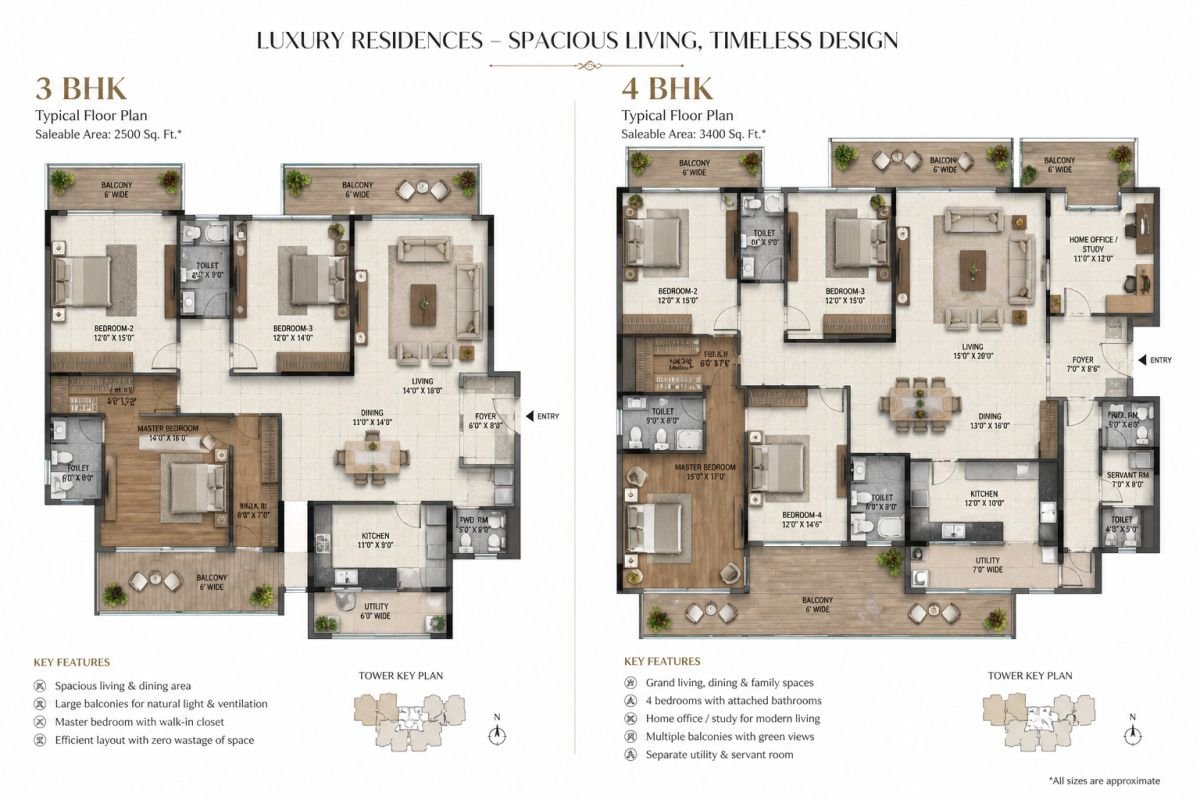 Silverglades The Ivy floor plan 3 BHK 4 BHK luxury layout Gurgaon