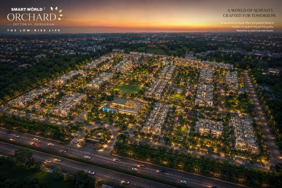 Evening aerial view of Smart World Orchard Sector 61 Gurgaon