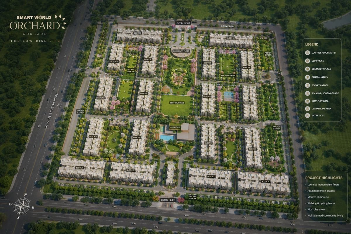 Smart World Orchard master plan with landscaped open spaces
