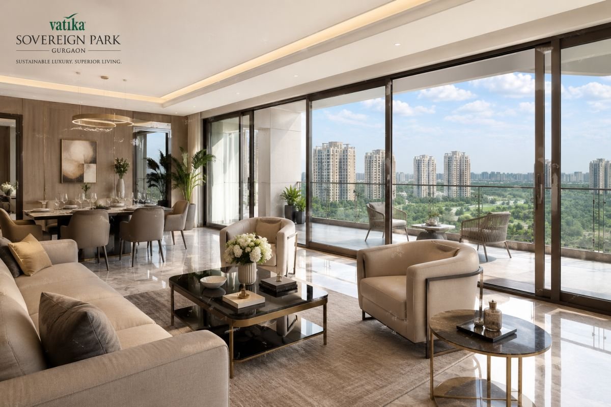 Spacious living room and balcony at Vatika Sovereign Park Gurgaon