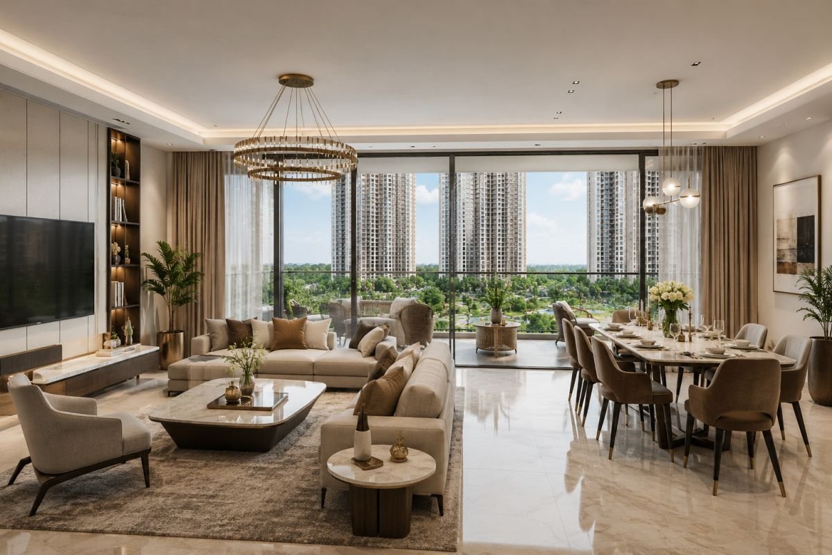 Spacious living room inside Whiteland Urban Resort apartments