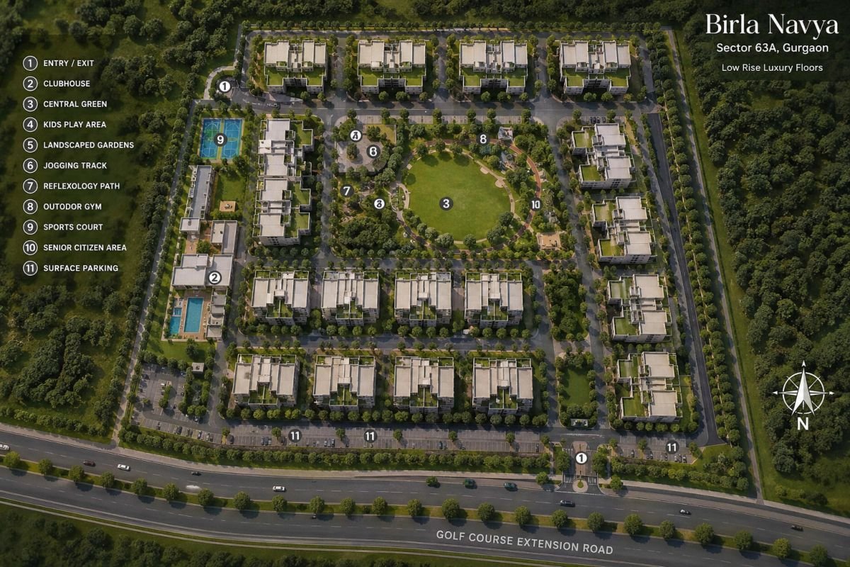 Birla Navya master plan layout Sector 63A Gurgaon township design