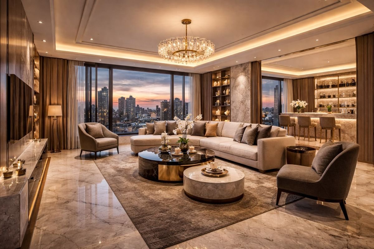 luxury branded residence interior with premium design and services