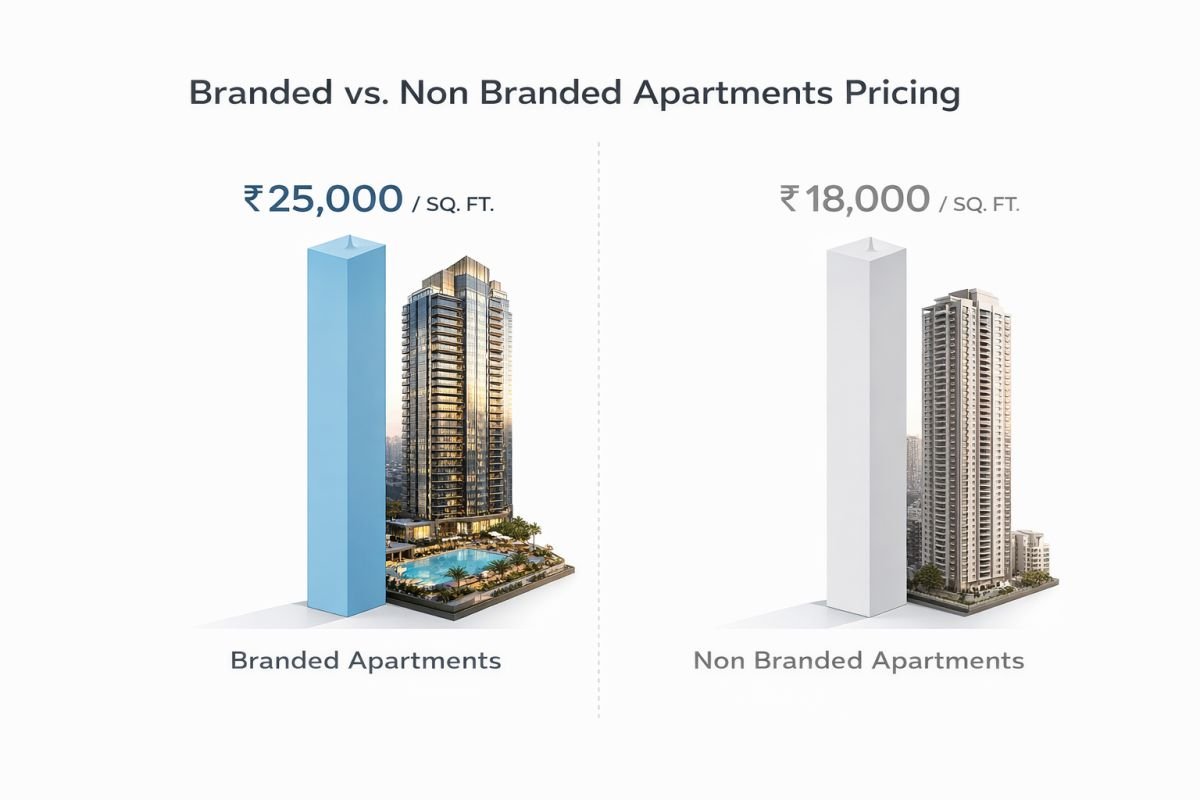 price comparison branded residences vs luxury apartments Gurgaon