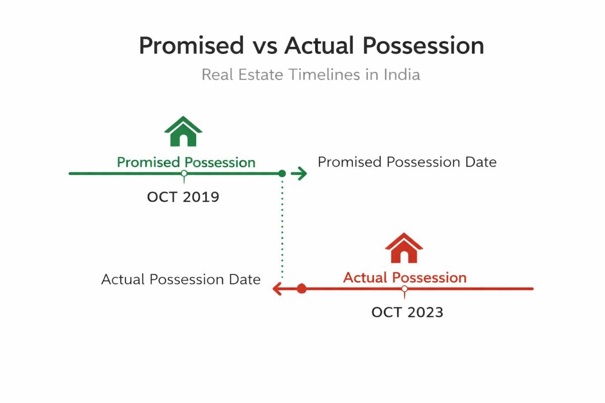 comparing promised vs actual possession real estate timeline chart