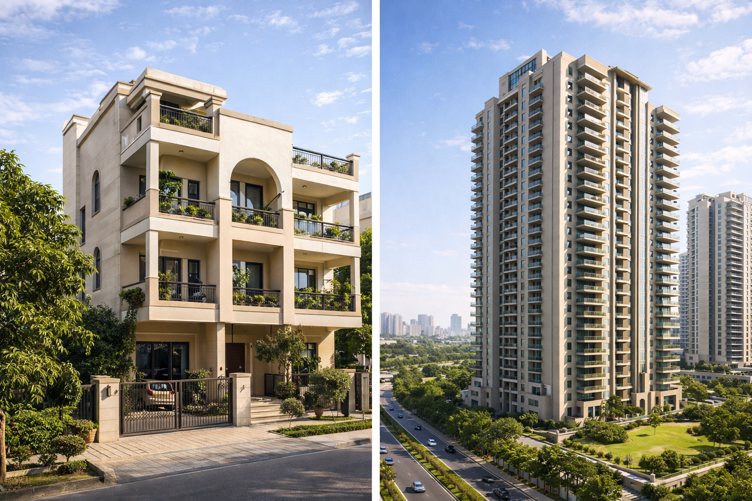 Builder floors vs high rise apartments rental comparison Gurgaon