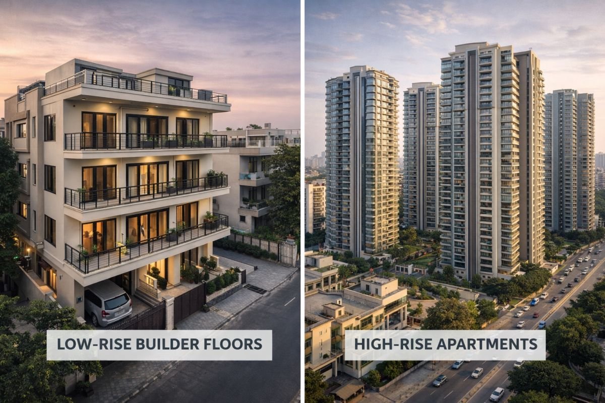 builder floor vs high rise apartment comparison Gurgaon rental income