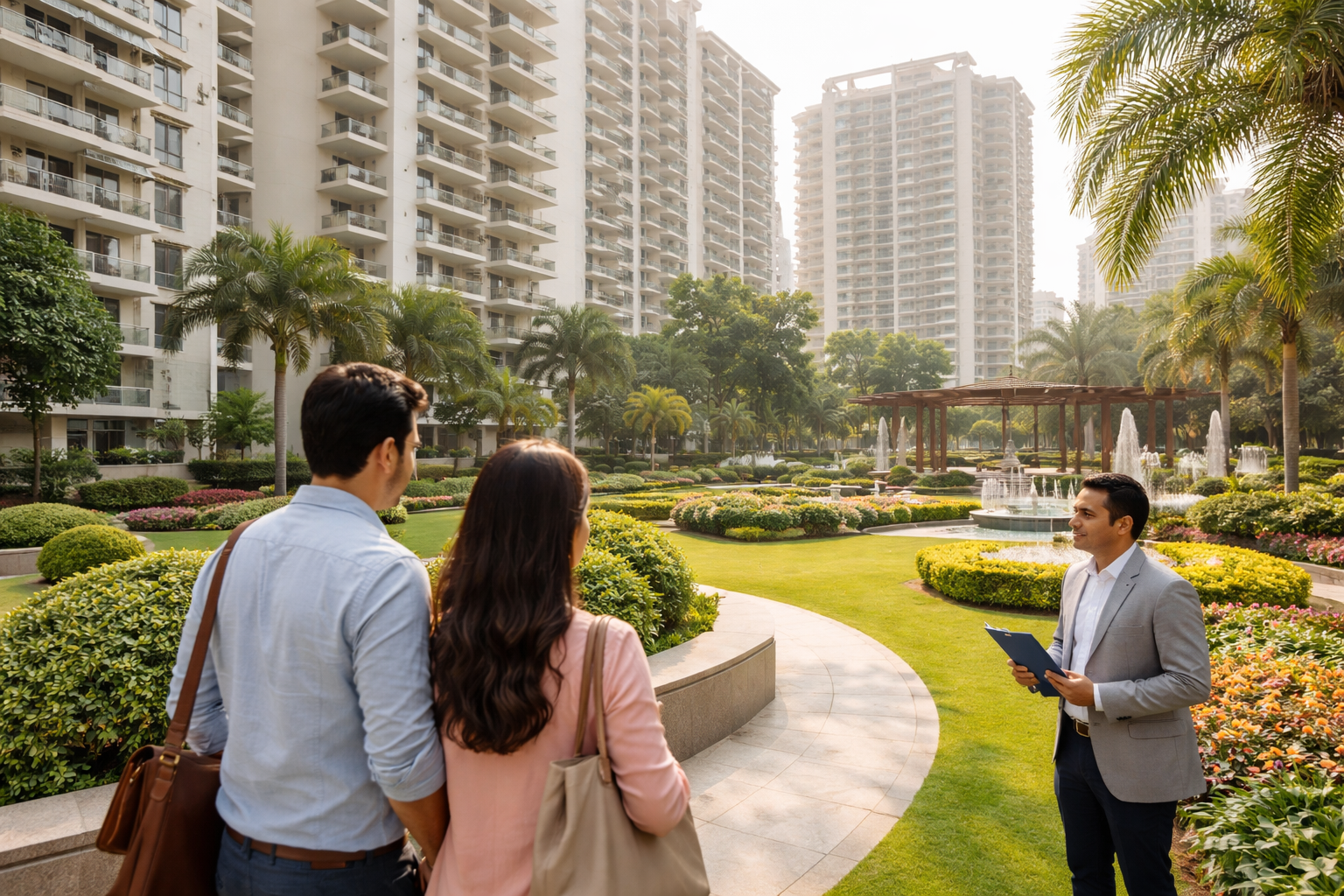 Buyer inspecting completed residential project in Gurgaon