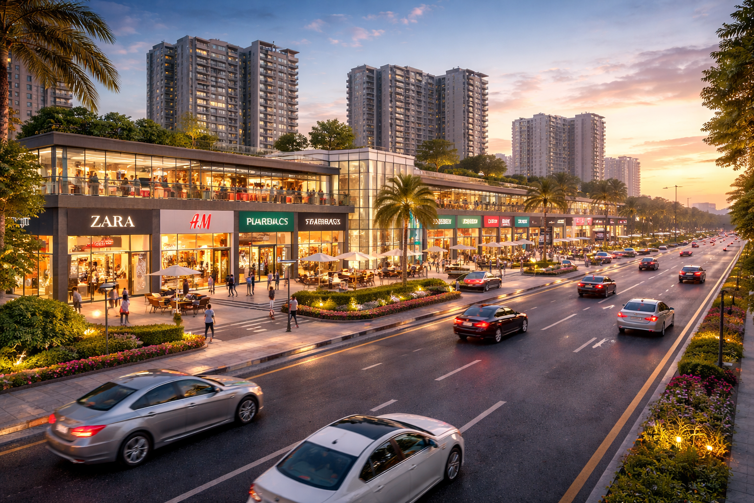 Commercial property on SPR Gurgaon with mixed-use retail frontage