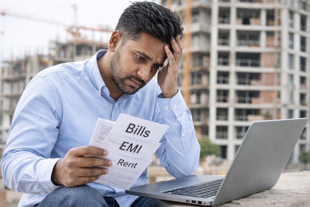 home buyer stressed EMI rent overlap construction delay financial pressure