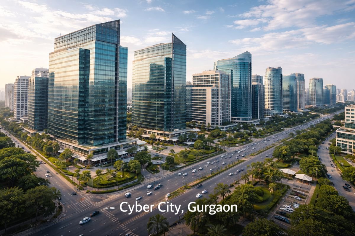 Cyber City Gurgaon corporate office buildings glass towers