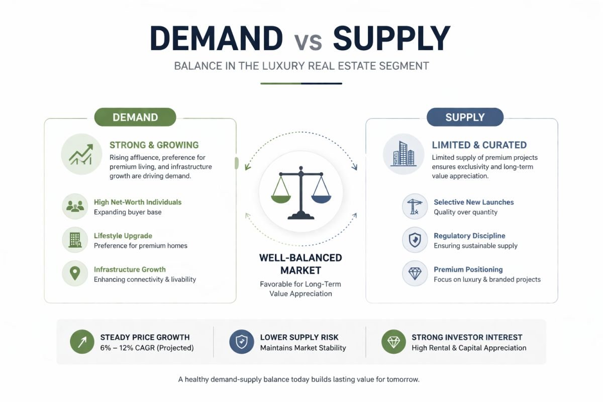 Gurgaon luxury real estate demand vs supply infographic