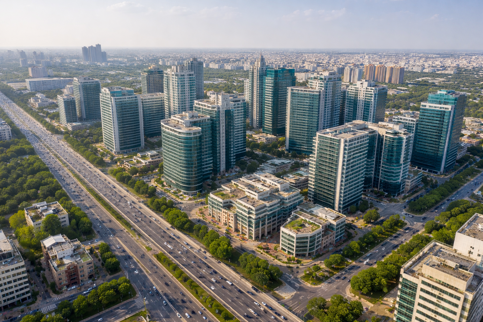 DLF Cyber City Gurgaon skyline showing grade A office investment district in 2026