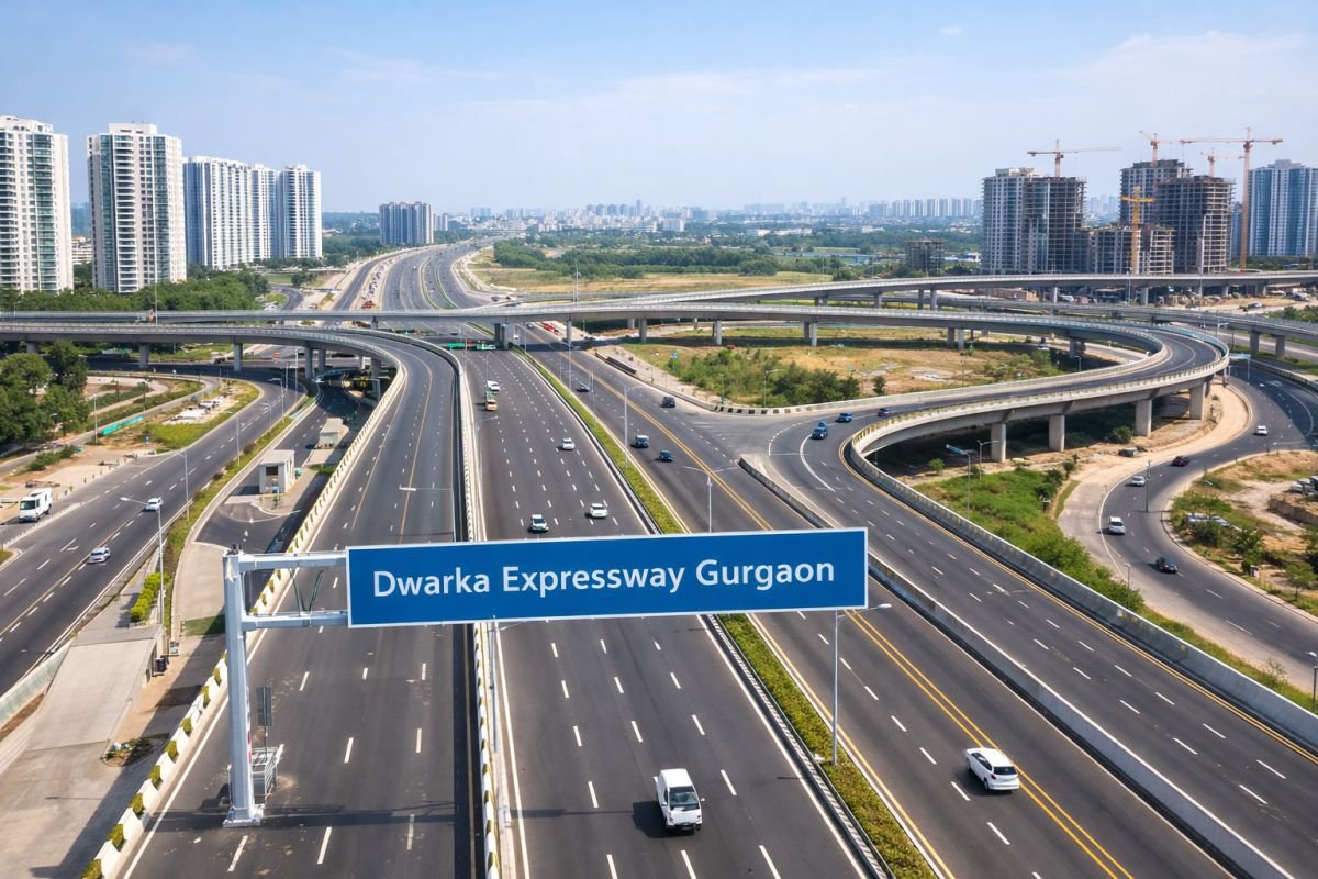 Dwarka Expressway Gurgaon infrastructure development aerial view